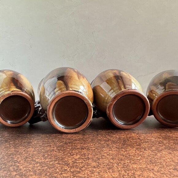 Set of 6 Brown Drip Glaze Coffee Mugs Mid Century - Picture 14 of 14